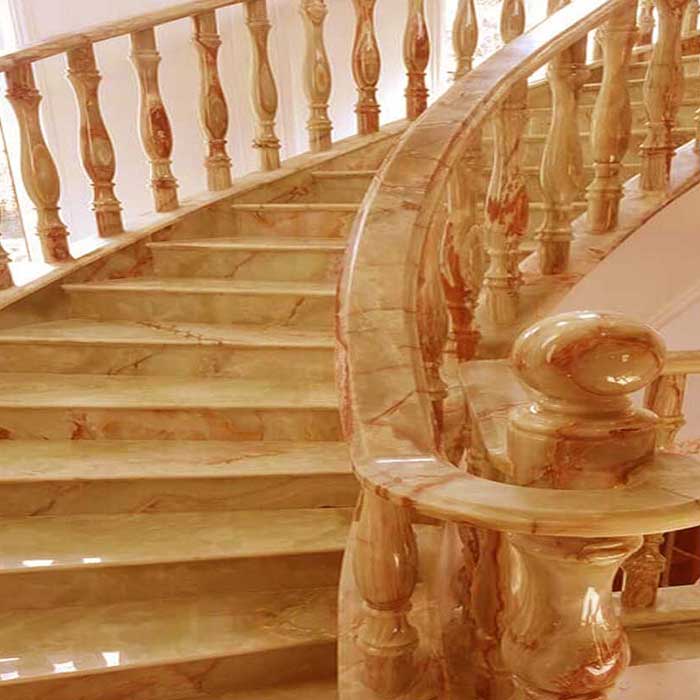 Cầu thang ốp đá hoa cương Phú Giáo sang trọng, đẳng cấp